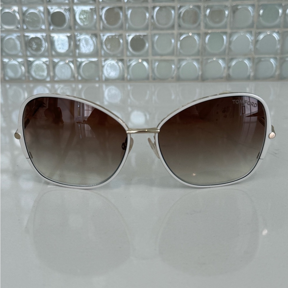 Tom Ford White Frame Sunglasses with Brown Gradient Lenses